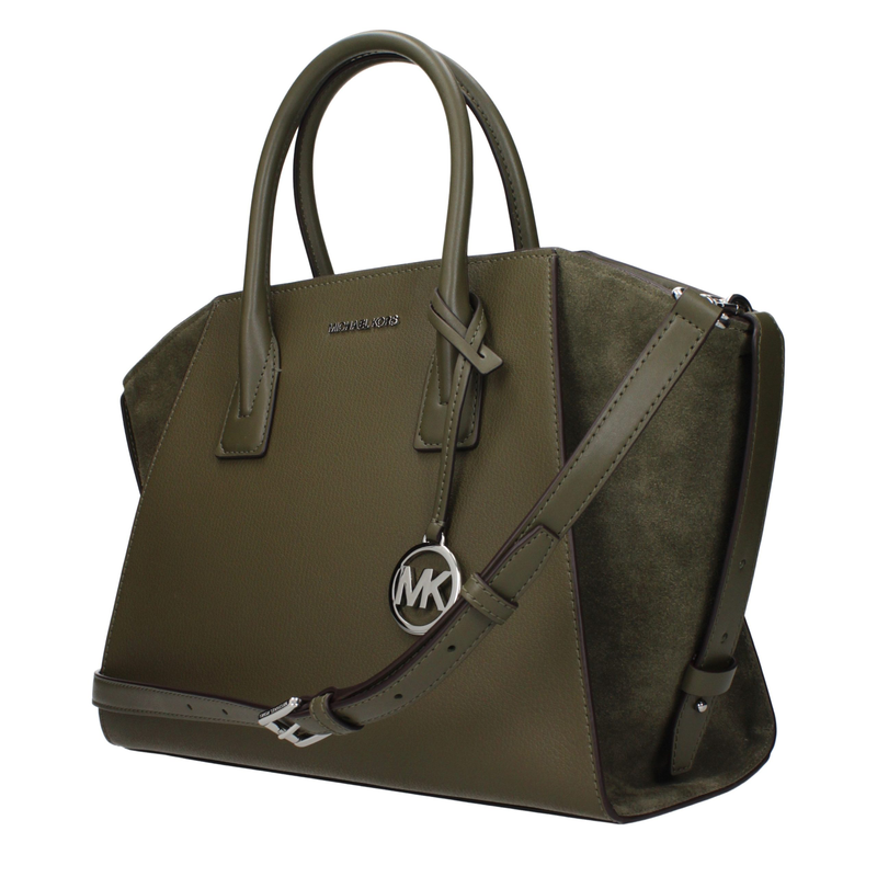 Green leather handbag-null