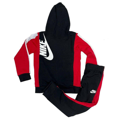 Nike little kids amplify pullover jogger set, Black / Red, medium