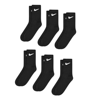 Nike kids basic pack crew 6-pairs socks, White / Black, medium