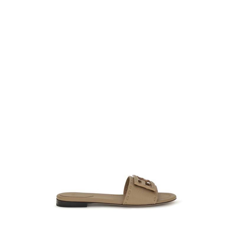 Beige calf leather bos taurus flat sandals-null