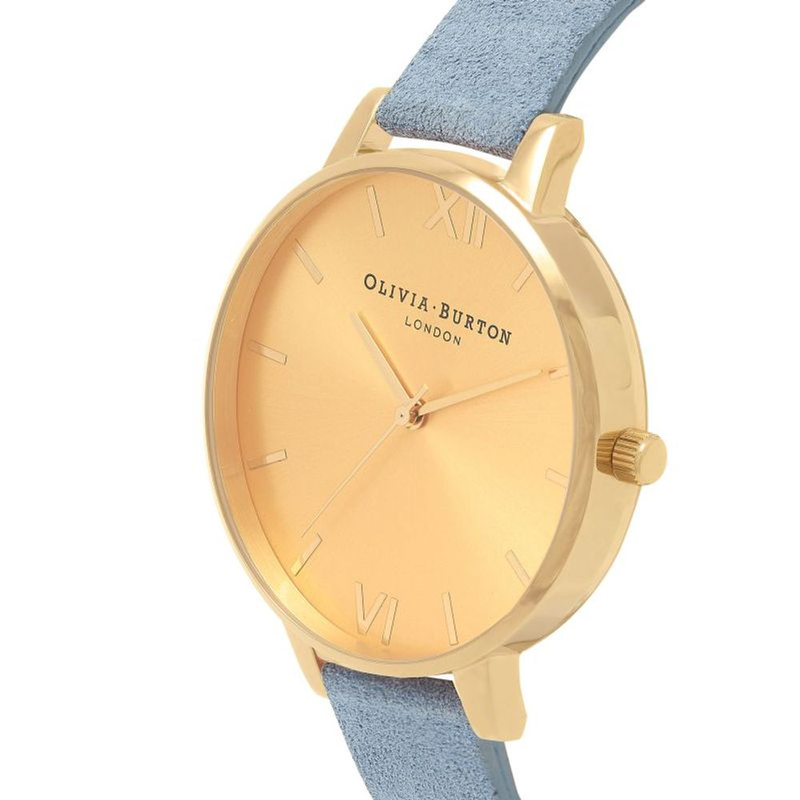 Blue artificial leather dress watch-null