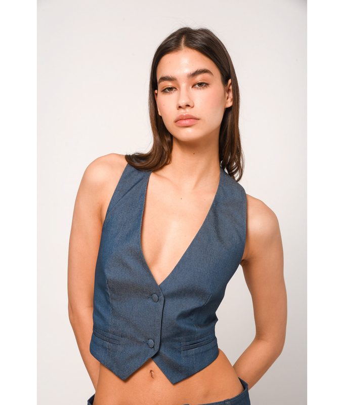 Meghan / monochrome vest / blue denim-null