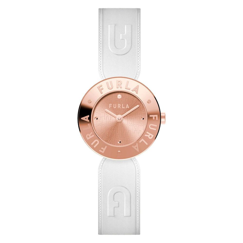 White leather dress watch-null