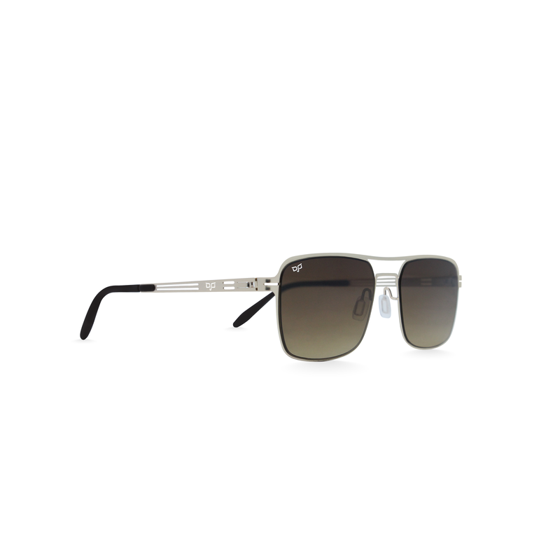 OJO sunglasses stainless steel square gold frame and temples screw less gradient brown lenses image number null