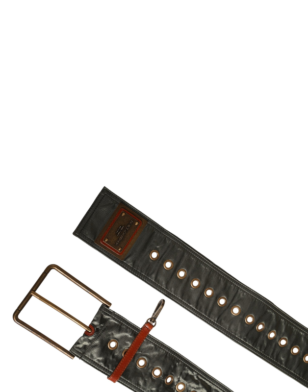 Men black wide leather dg metal buckle belt-null