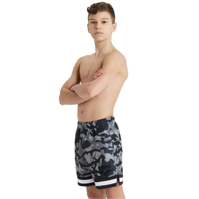 Boys beach camo allover swimshort, Asphalt, medium
