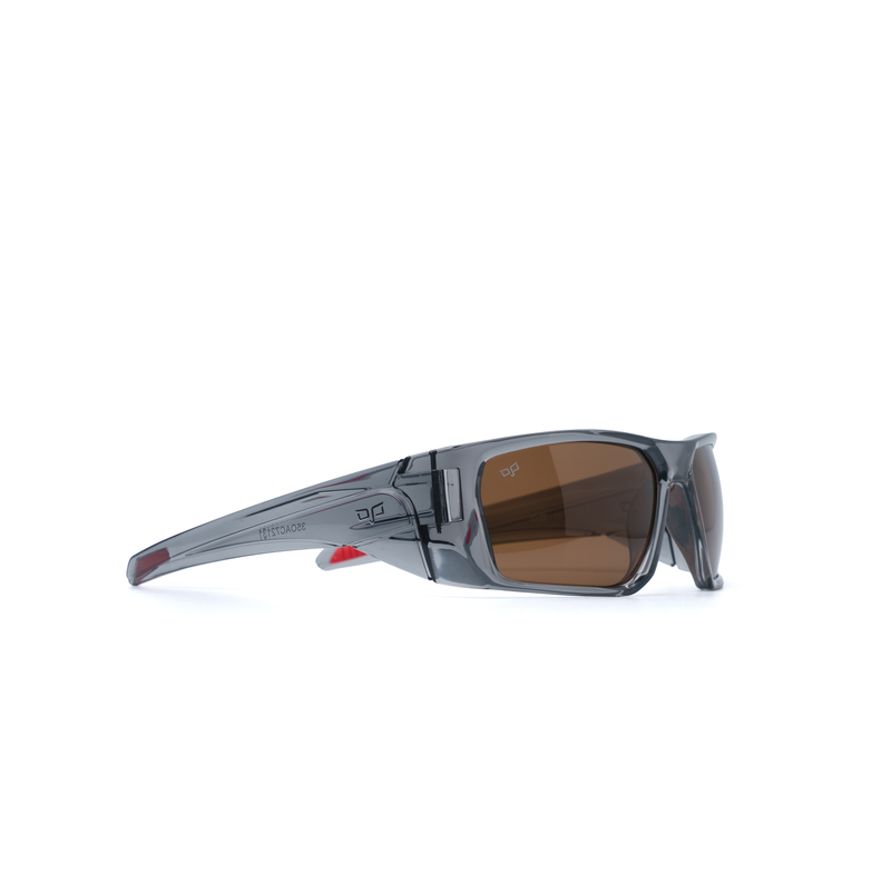 OJO sport sunglasses with grey frame temples and brown polarised lenses-null