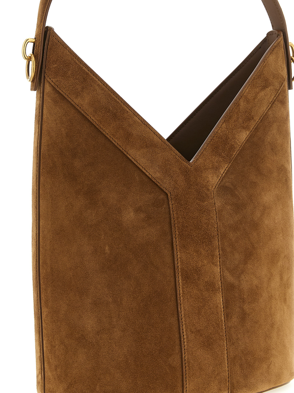 Brown calfskin shoulder bag-null