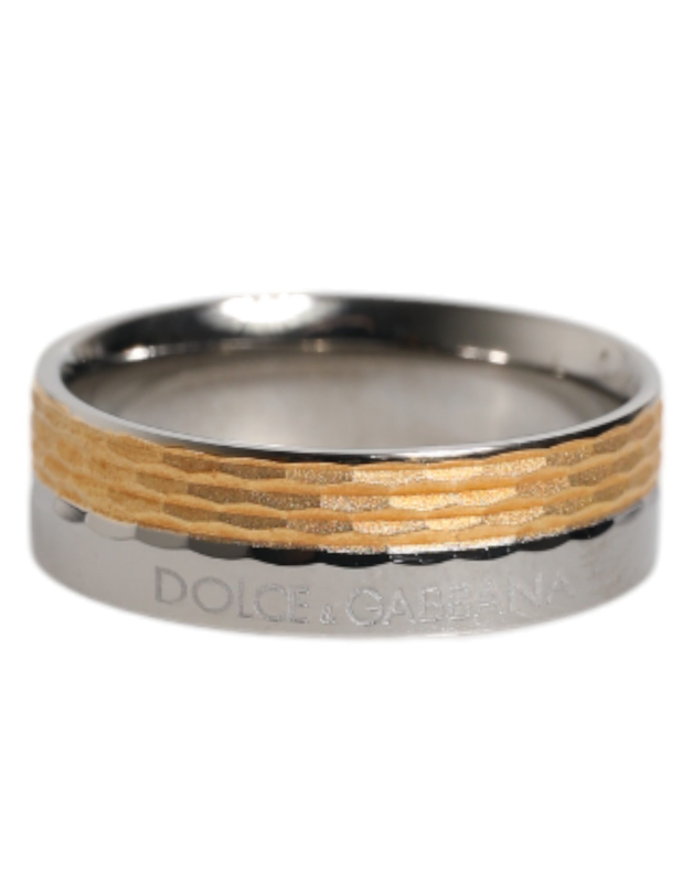 Gold silver tone real brass dg logo ring-null