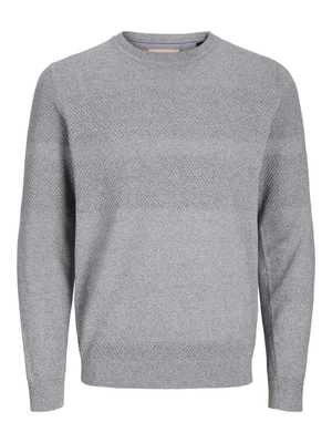 Jackjones jprblunoah knit crew neck bf ln, Light Grey Melange, medium
