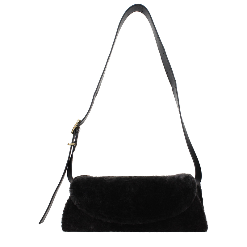 Black fur crossbody bag-null