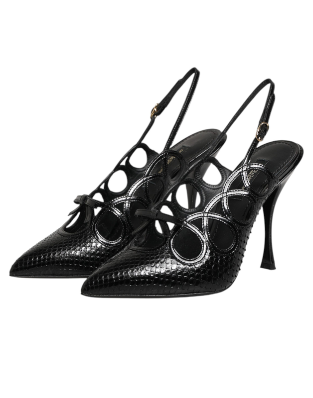 Leather high heels slingback shoes-null