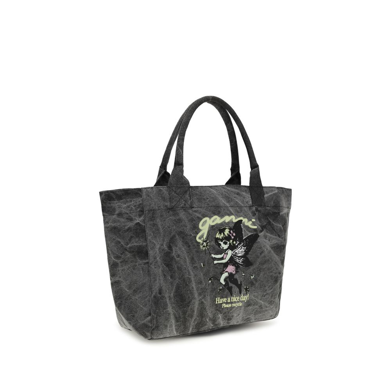 Gray recycled cotton shoulder bag-null