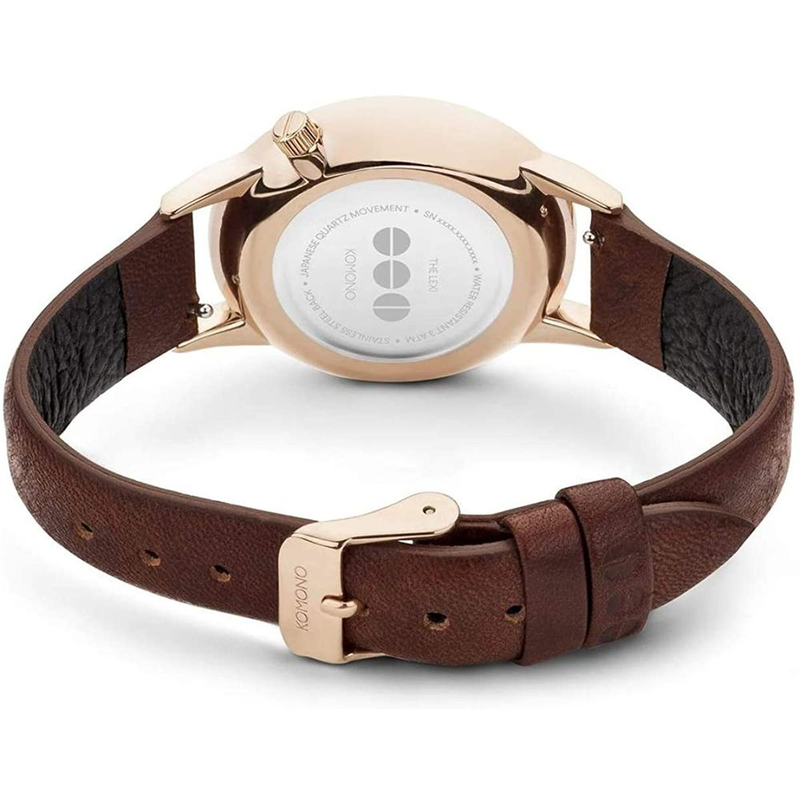Red leather dress watch-null