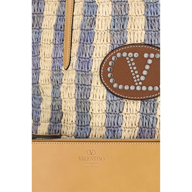 Blue raffia backet bag-null