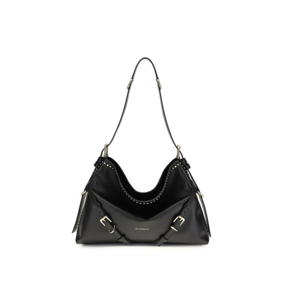 Black calf leather bos taurus shoulder bag, Black, medium
