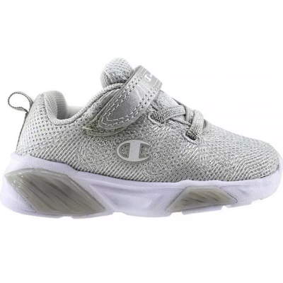 Champion kids girls low cut wave sparkle g ps led lights shoes s32780-em007, Silver, medium