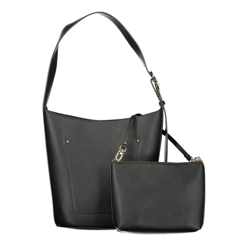 Black polyurethane women handbag-null
