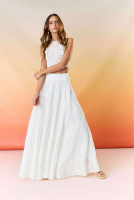 Be you embroidered skirt, White, medium