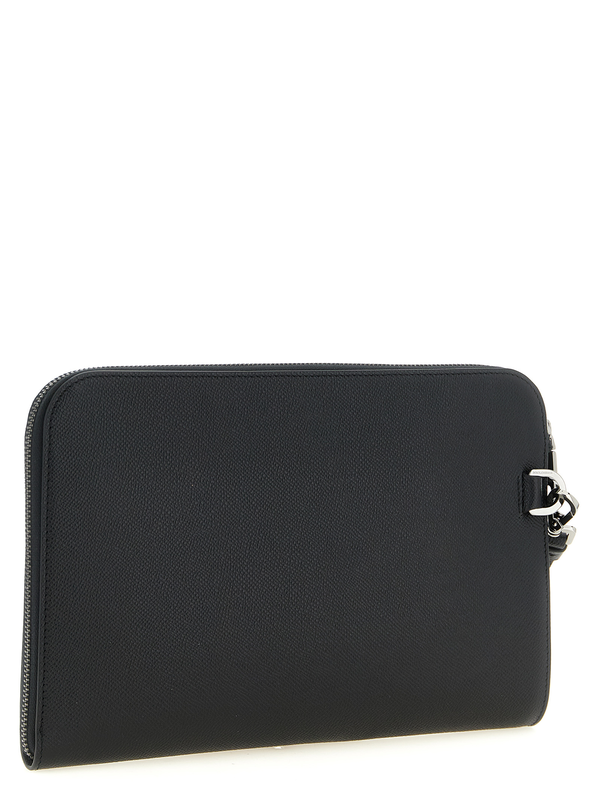 Black calfskin clutch bag-null