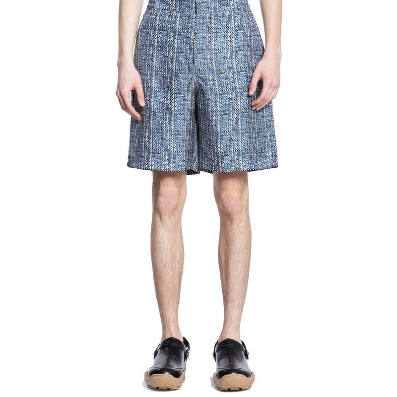 Blue silk bermuda shorts-null