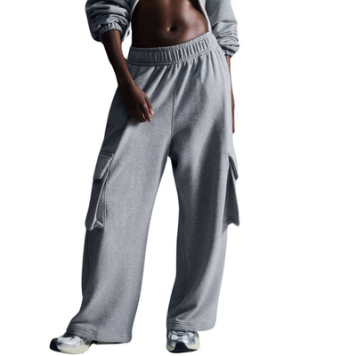 Nike sportswear dance oversized french terry trousers, Grey Heather / Black, medium