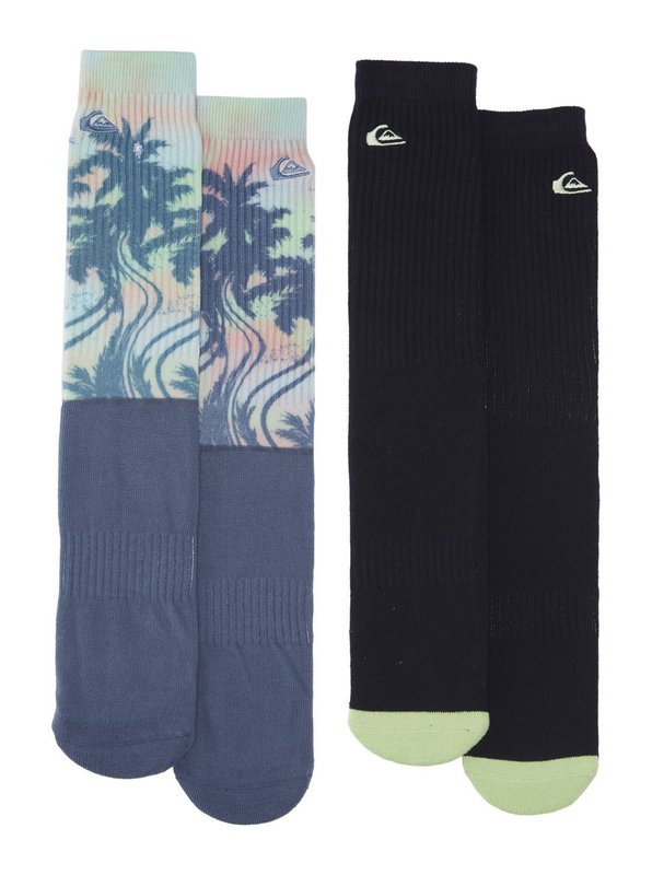 Quiksilver mens qk wavy palm - 2 pack crew socks (aqyaa03397 image number null