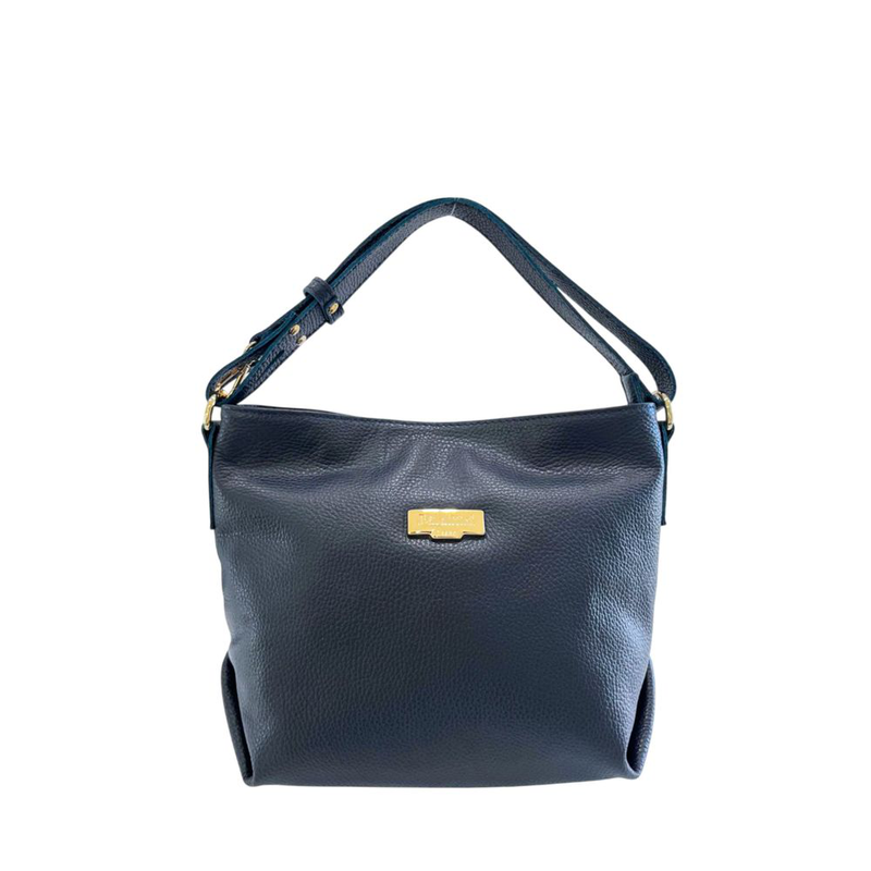 Blue cowhide leather women shoulder bag-null