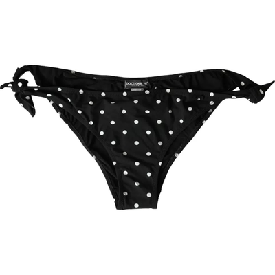 Black polka dot swimwear beachwear bottom bikini, Black And White, medium