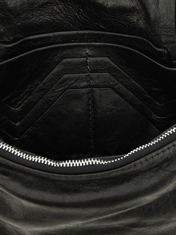 Black lamb leather clutch bag-null