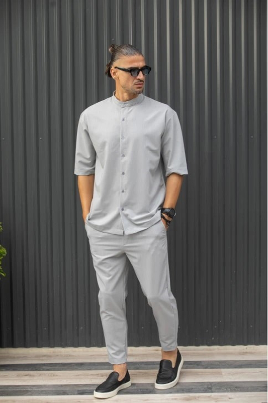 Henry s/s easywear stand up collar shirt-null