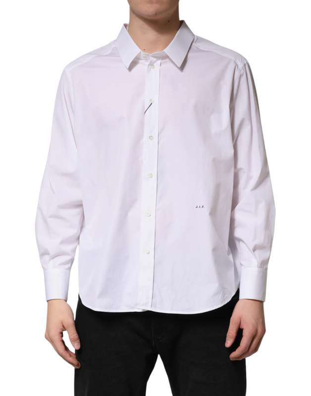 White sartoria cotton collared dress shirt-null