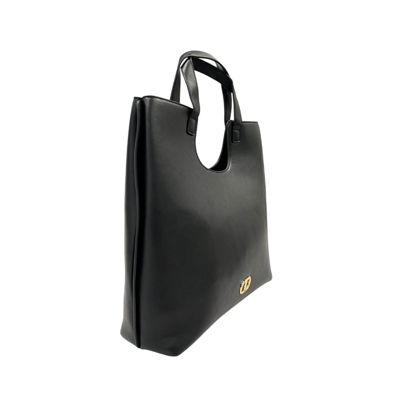 Black pu women shoulder bag-null