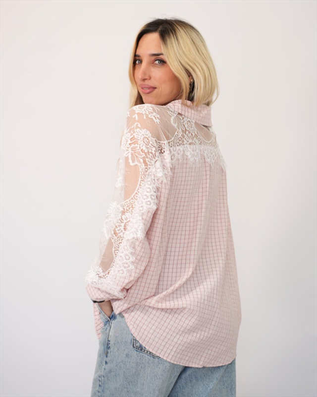 Stripe shirt with lace 30958-null