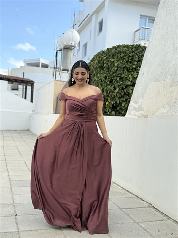 Maxi satin dress-null