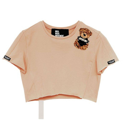 Mwm teddy crop top, Beige, medium