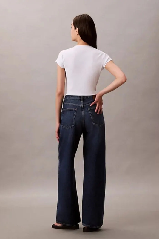 Wide keg tinted trouser jean-null