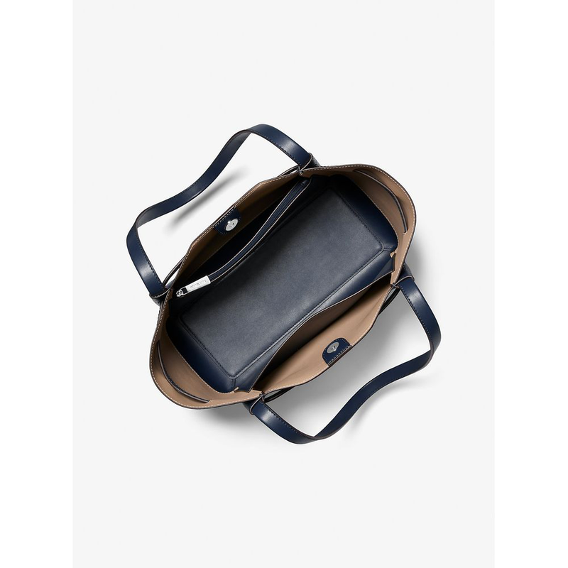 Blue leather tote bag-null