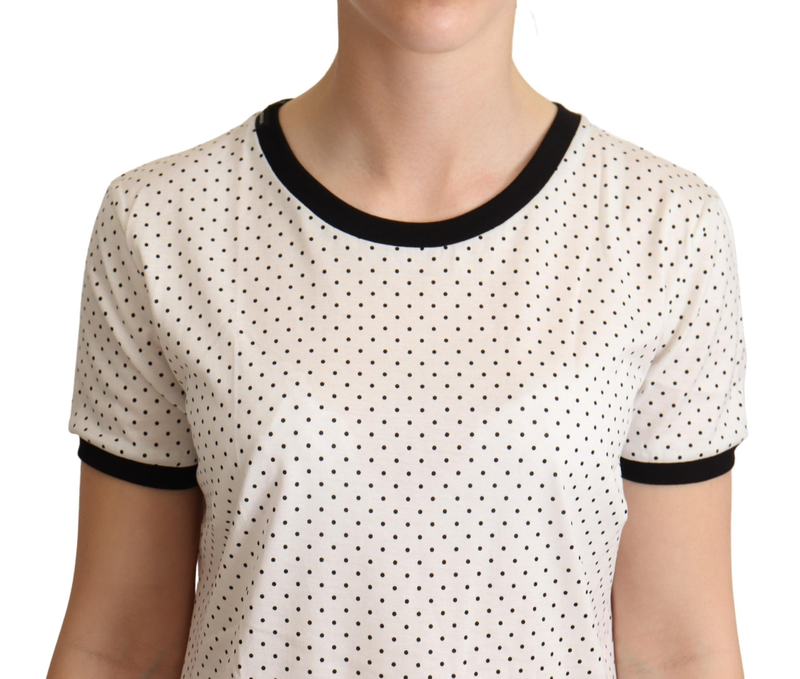 White dotted crewneck cotton t-shirt-null