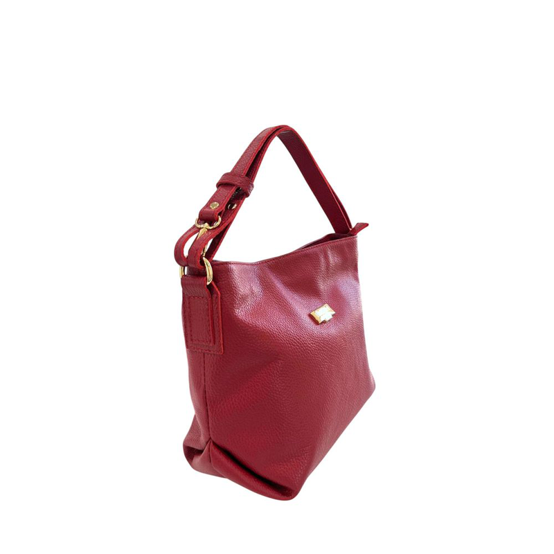 Red leather women shoulder bag-null