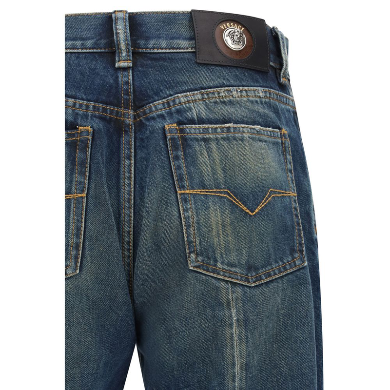 Blue cotton straight-leg jeans-null