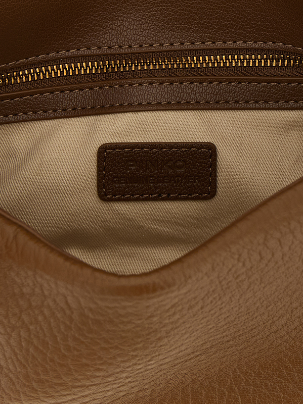 Brown lamb leather shoulder bag-null