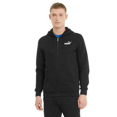 Essentials full-zip logo mens hoodie, Black, medium
