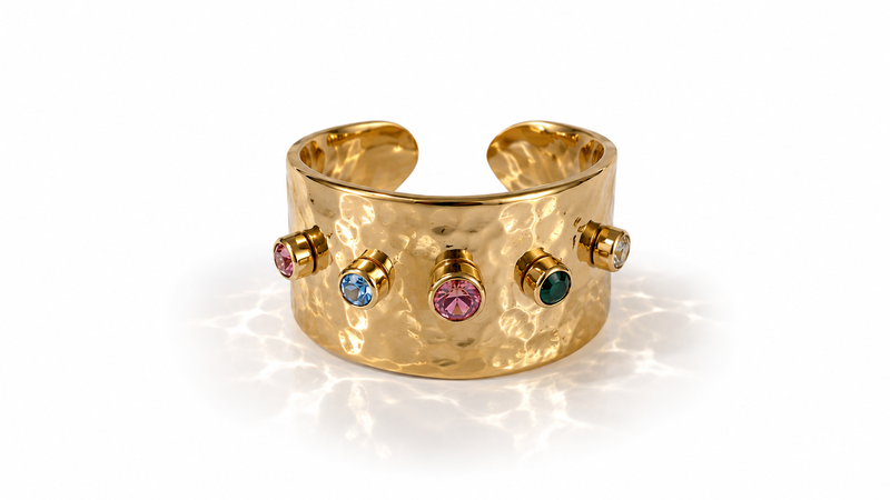 Cubic zirconia stainless steel ring-null
