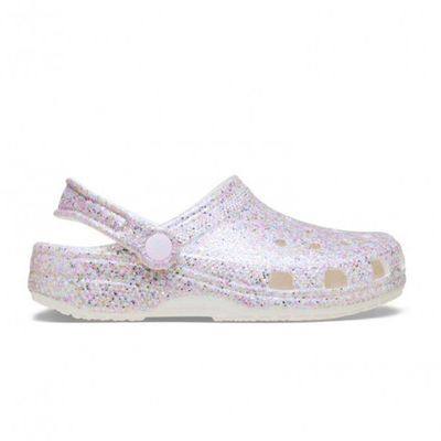 Classic fantasy glitter clog top, White, medium