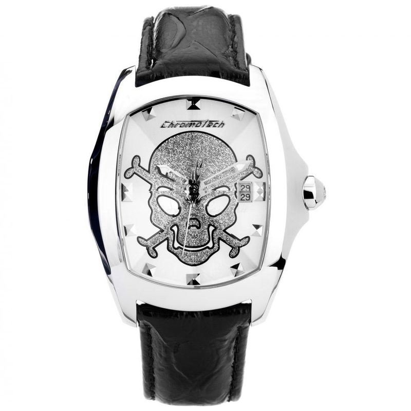 Black leather dress watch-null