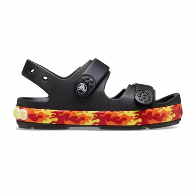 Crocs infant crocband cruiser flames sandal, Black, medium