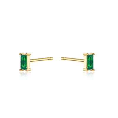 Stone zircon studs, Emerald Zircon-gold Plated 18k, medium