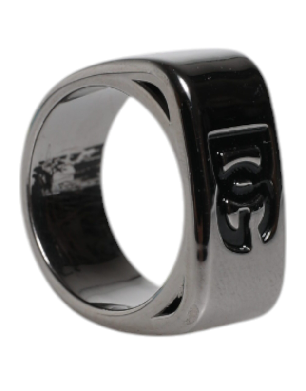 Silver tone brass anello dg logo ring-null