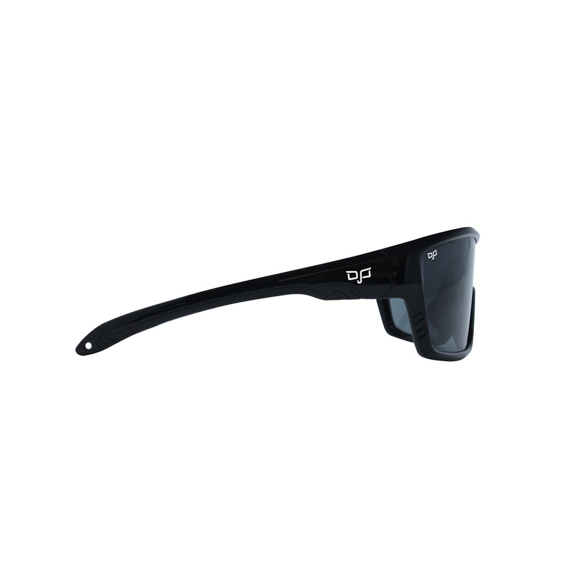 OJO active  sunglasses  with shiny black frame temples  and  smoke black pc lenses-null